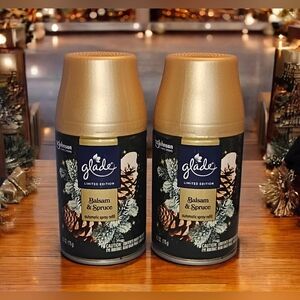 2 NEW Glade Limited Edition Automatic Spray Refill Balsam & Spruce Air Freshener